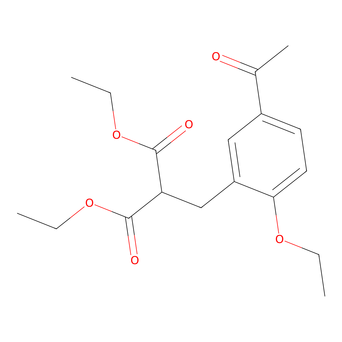 Diethyl (5-acetyl-2-ethoxybenzyl)malonate molecular structure, CAS 78927-50-1