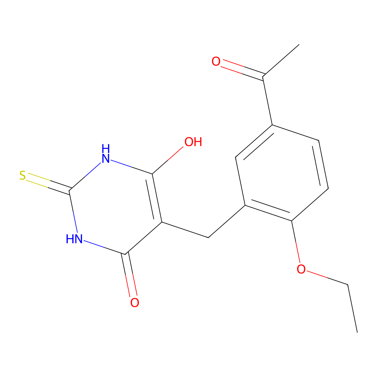 5-[(5-acetyl-2-ethoxyphenyl)methyl]-6-hydroxy-2-sulfanylidene-1H-pyrimidin-4-one molecular structure, CAS 78927-62-5