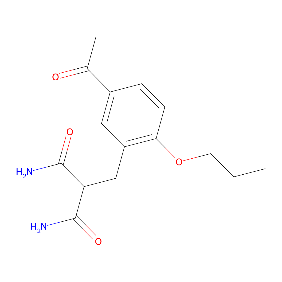 2-(5-Acetyl-2-propoxybenzyl)malonamide molecular structure, CAS 78927-80-7
