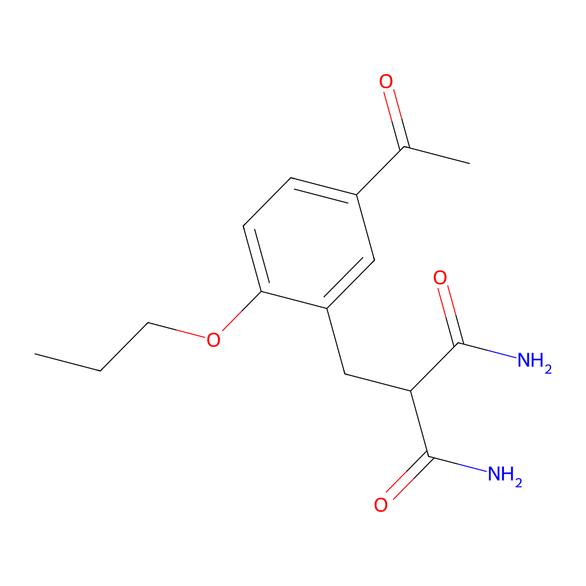 2-(5-Acetyl-2-propoxybenzyl)malonamide molecular structure, CAS 78927-80-7