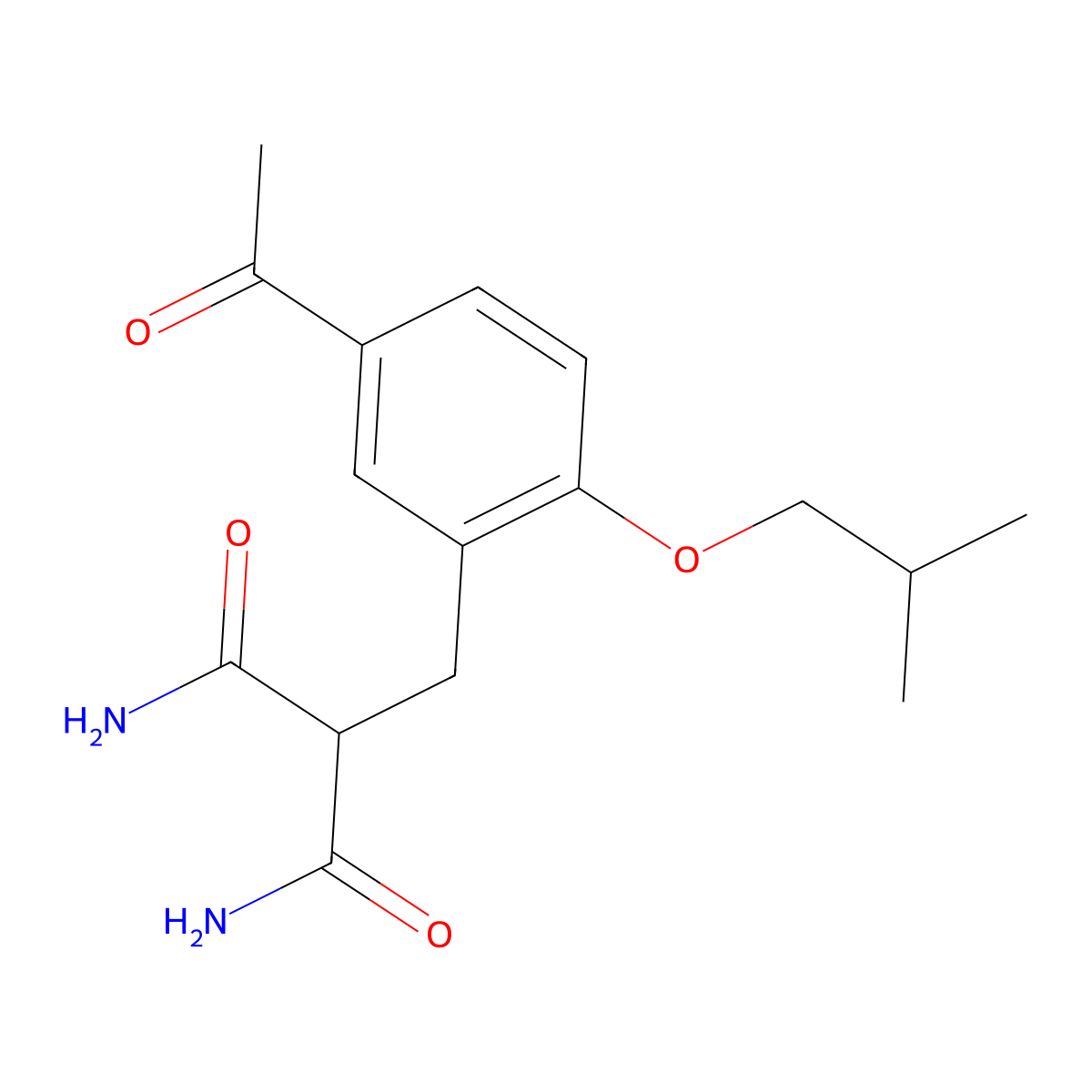 2-(5-Acetyl-2-isobutoxybenzyl)malonamide molecular structure, CAS 78927-83-0