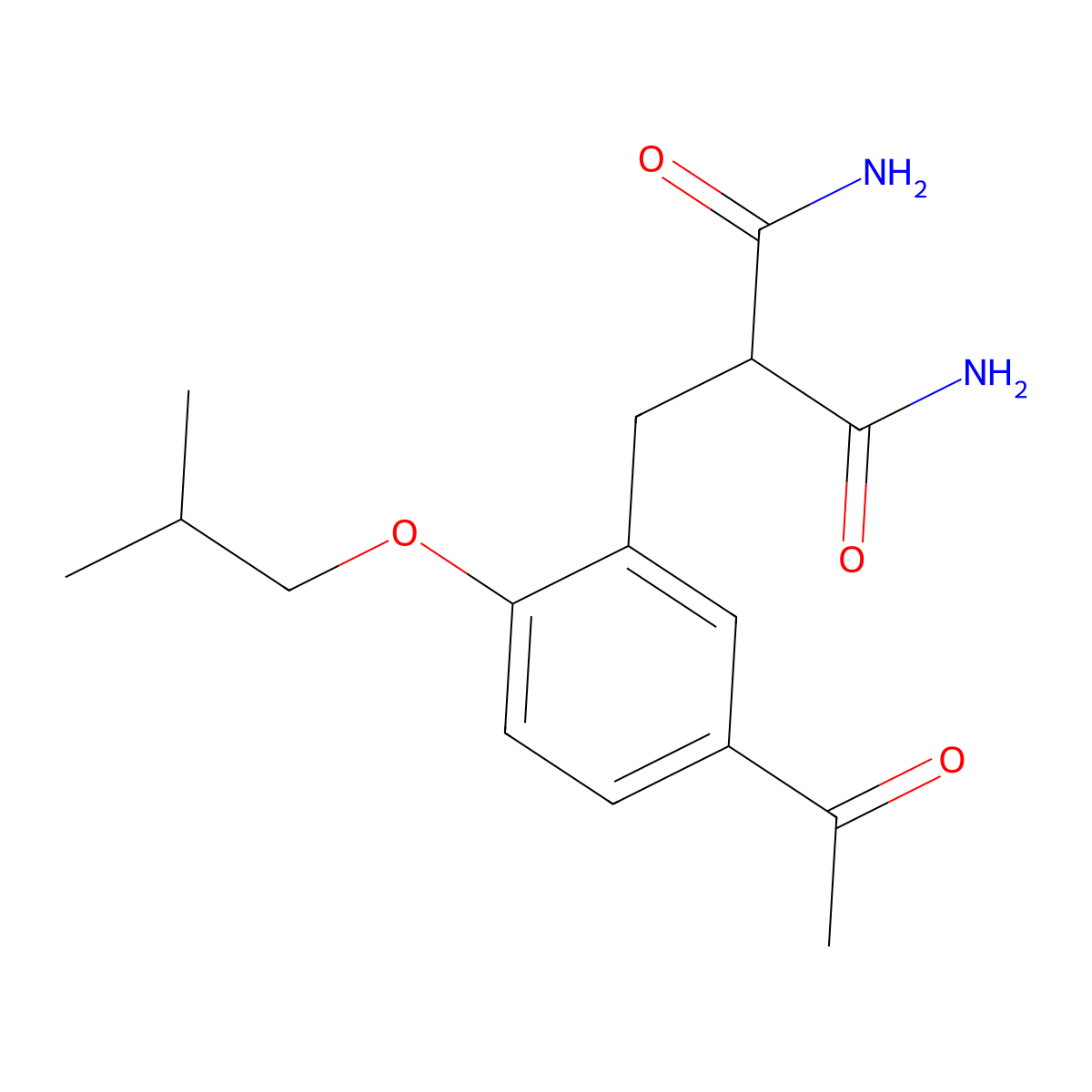 2-(5-Acetyl-2-isobutoxybenzyl)malonamide molecular structure, CAS 78927-83-0