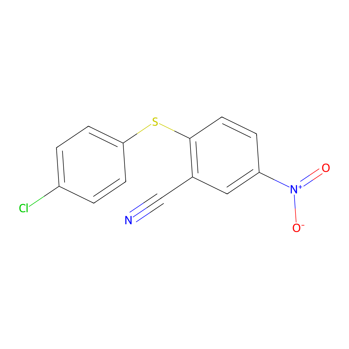 2-[(4-Chlorophenyl)thio]-5-nitrobenzonitrile molecular structure, CAS 78940-73-5