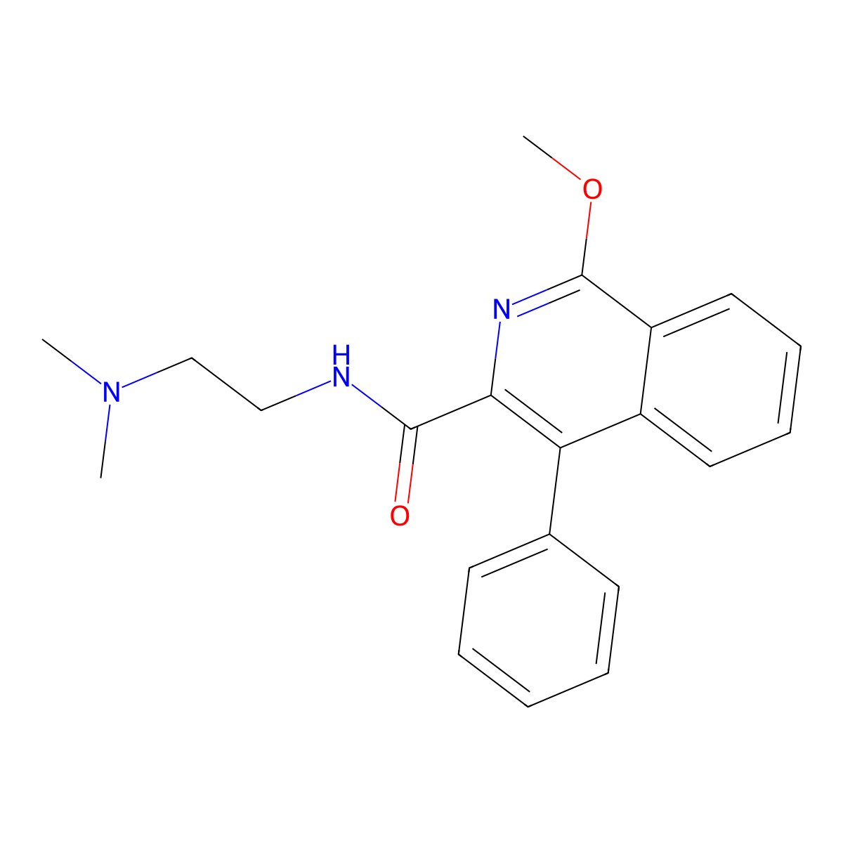 3-Isoquinolinecarboxamide, N-(2-(dimethylamino)ethyl)-1-methoxy-4-phenyl- molecular structure, CAS 78945-78-5