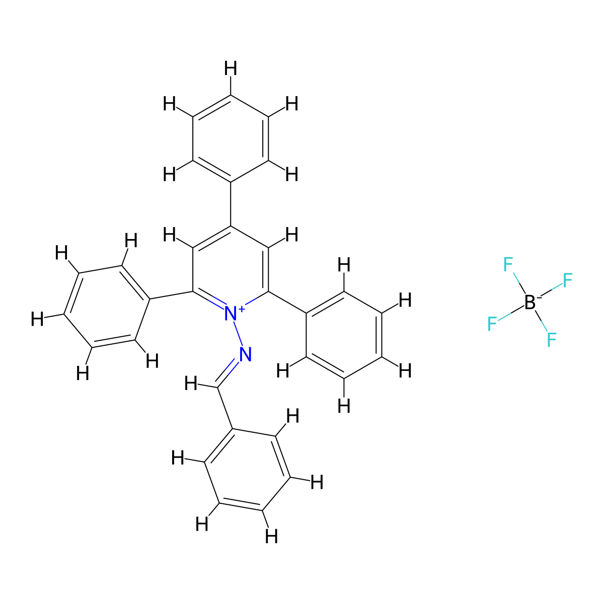 2,4,6-Triphenyl-1-[(E)-(phenylmethylidene)amino]pyridin-1-ium; tetrafluoroborate molecular structure, CAS 78948-29-5