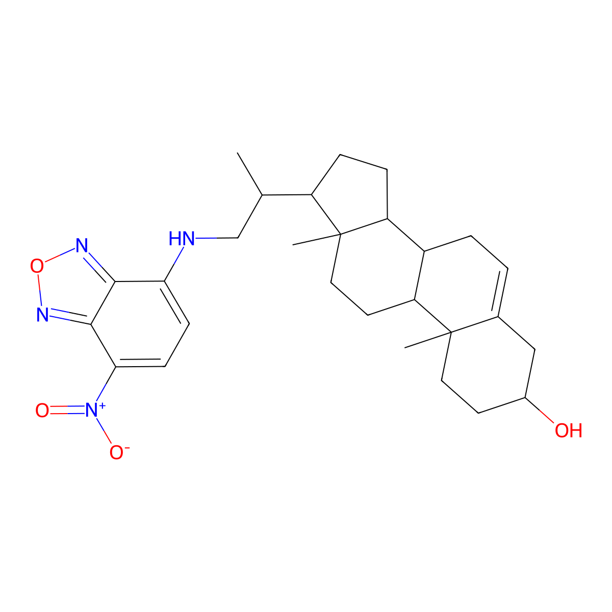 N-(7-nitrobenz-2-oxa-1,3-diazole)-23,24-dinor-5-cholen-22-amine-3beta-ol molecular structure, CAS 78949-95-8