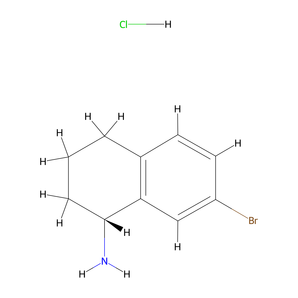 (R)-7-bromo-1,2,3,4-tetrahydro-naphthalen-1-ylamine hydrochloride molecular structure, CAS 789490-65-9