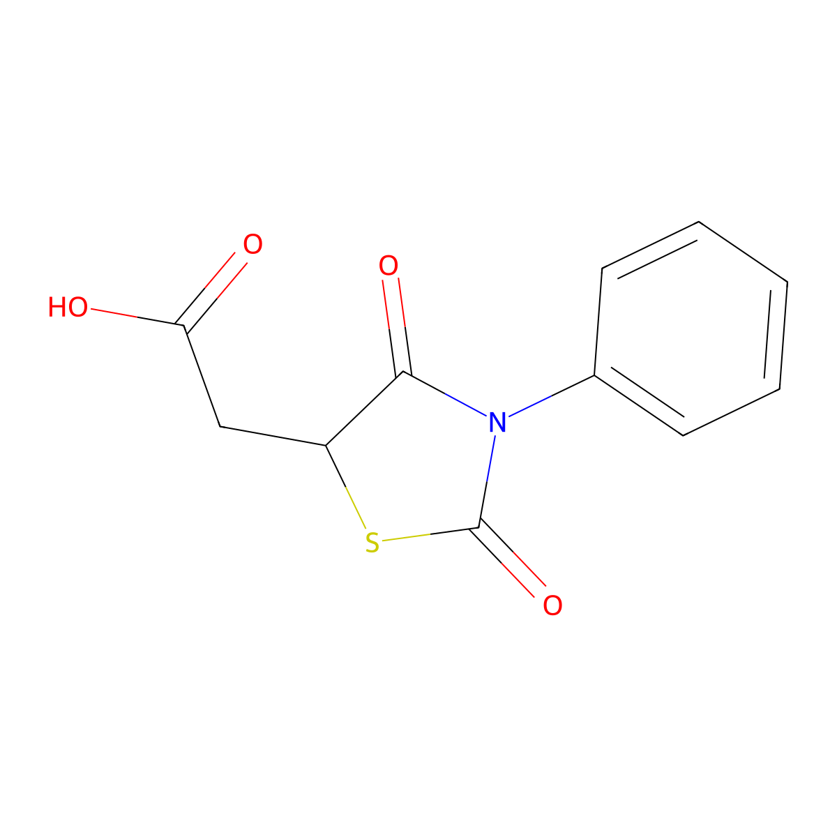 2-(2,4-Dioxo-3-phenyl-1,3-thiazolidin-5-yl)acetic acid molecular structure, CAS 78951-11-8