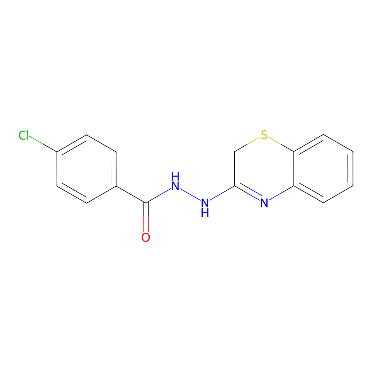 Benzoic acid, 4-chloro-, 2-(2H-1,4-benzothiazin-3-yl)hydrazide molecular structure, CAS 78959-10-1
