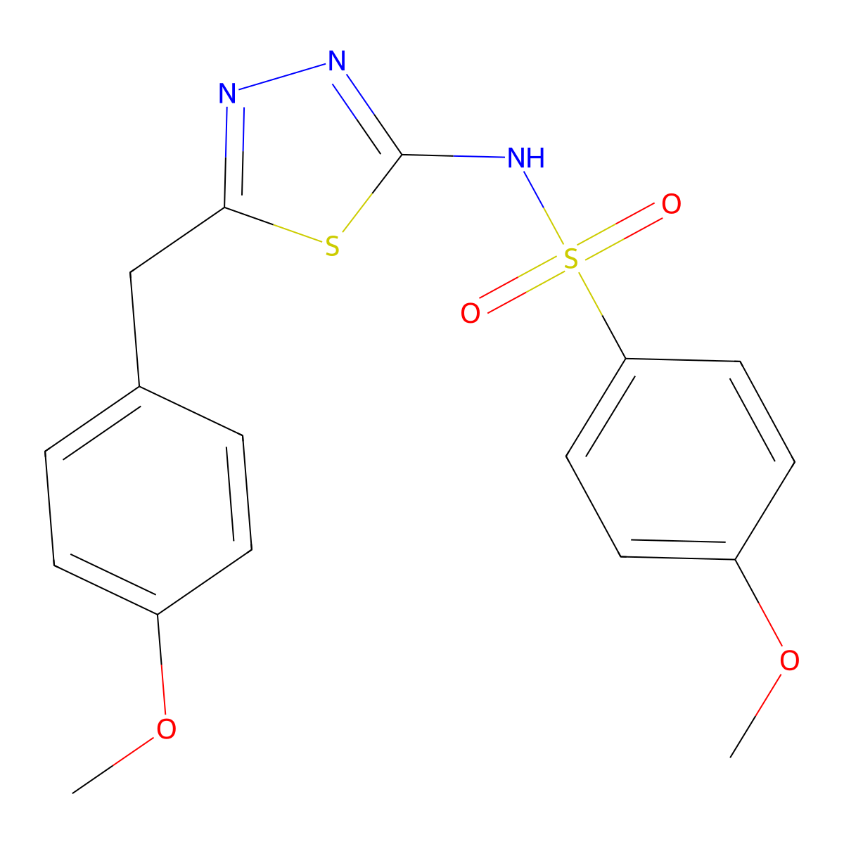 4-methoxy-N-[5-[(4-methoxyphenyl)methyl]-1,3,4-thiadiazol-2-yl]benzenesulfonamide molecular structure, CAS 78959-80-5