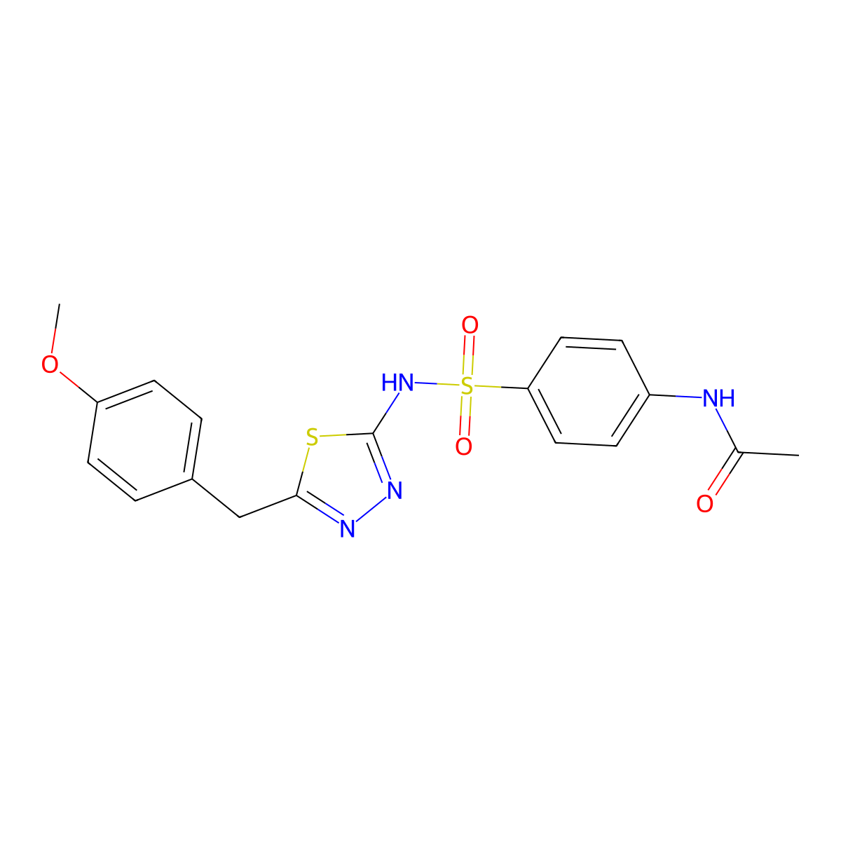 N-[4-[[5-[(4-methoxyphenyl)methyl]-1,3,4-thiadiazol-2-yl]sulfamoyl]phenyl]acetamide molecular structure, CAS 78959-85-0