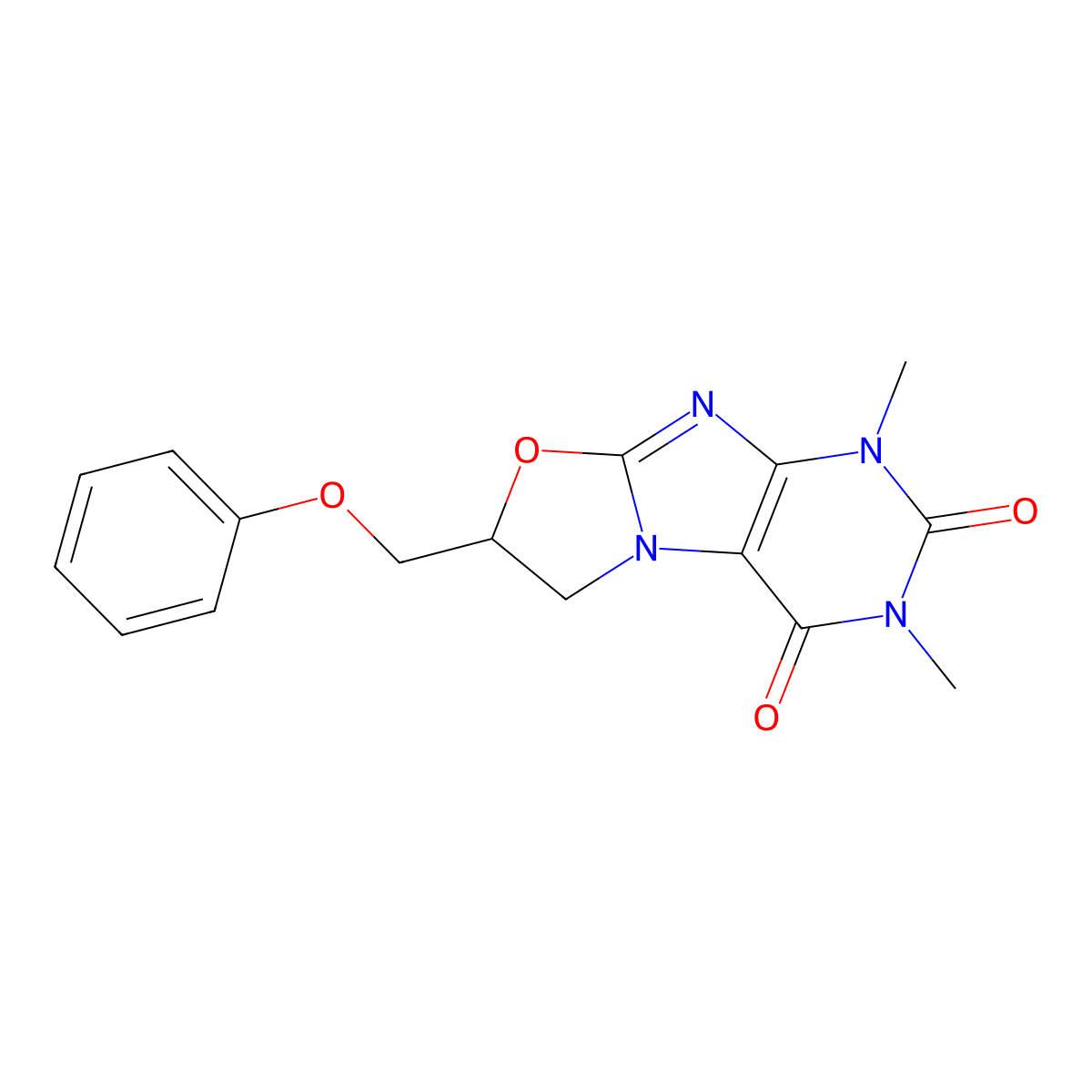 1,3-Dimethyl-7-phenoxymethyl-6,7-dihydro-1H-oxazolo[2,3-f]purine-2,4-dione molecular structure, CAS 78960-54-0