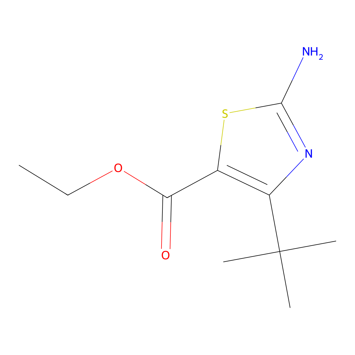 Ethyl 2-amino-4-tert-butyl-1,3-thiazole-5-carboxylate molecular structure, CAS 78968-26-0