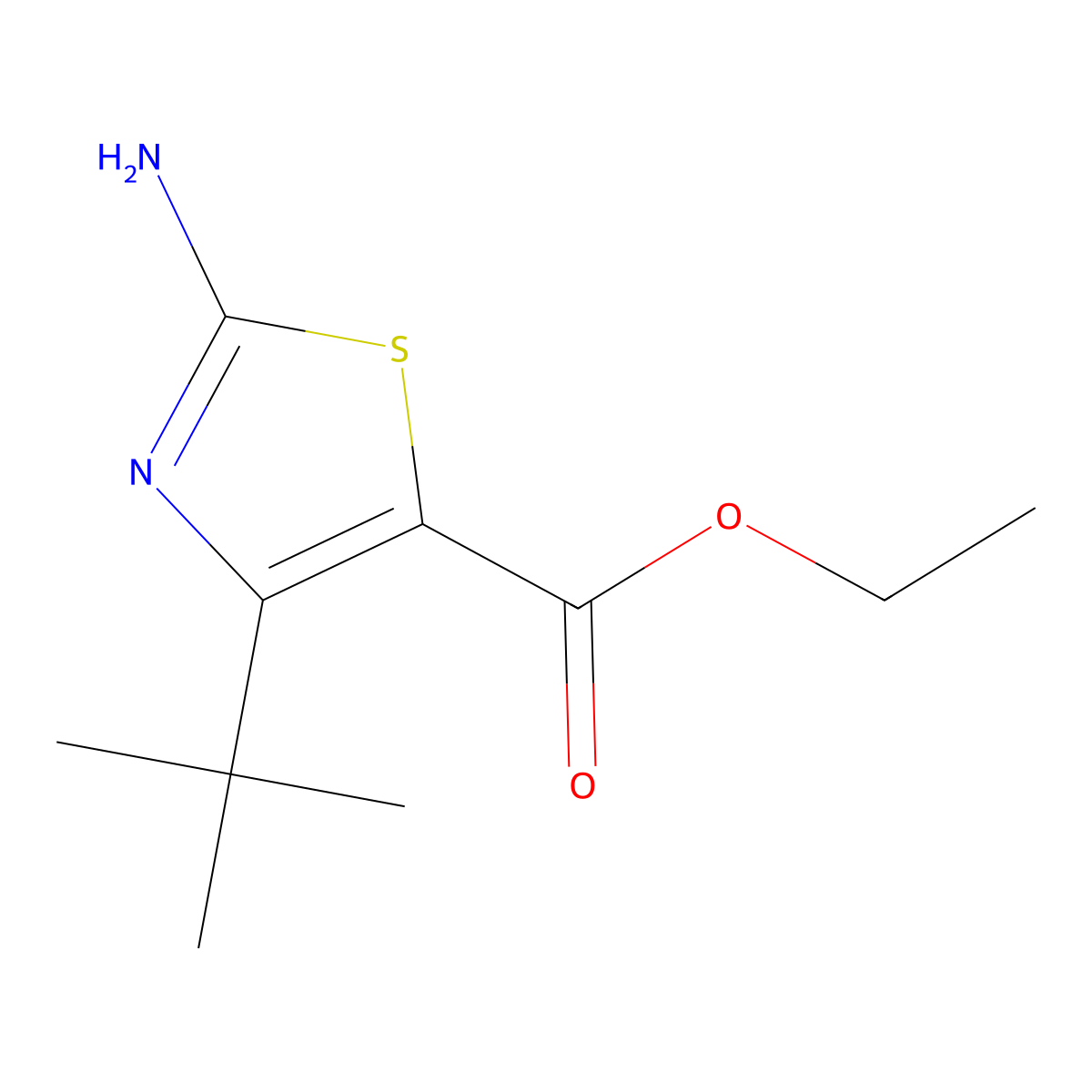 Ethyl 2-amino-4-tert-butyl-1,3-thiazole-5-carboxylate molecular structure, CAS 78968-26-0