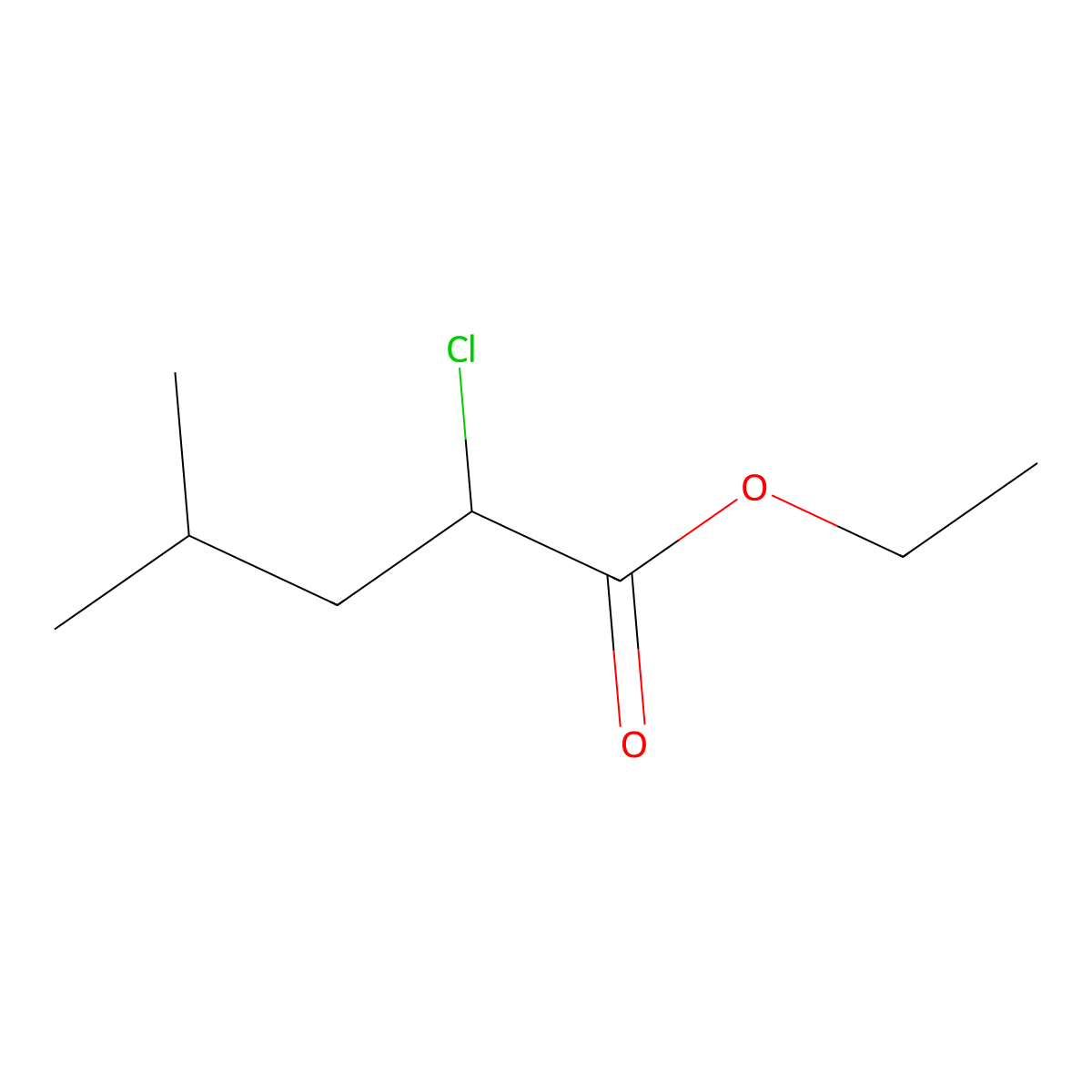 Ethyl 2-chloro-4-methylpentanoate molecular structure, CAS 78968-28-2