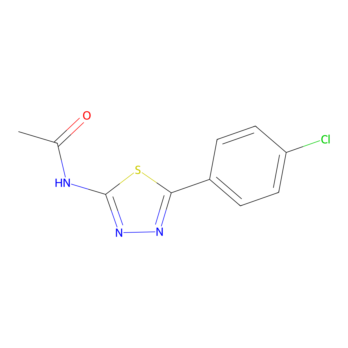 N-[5-(4-chlorophenyl)-1,3,4-thiadiazol-2-yl]acetamide molecular structure, CAS 78968-44-2