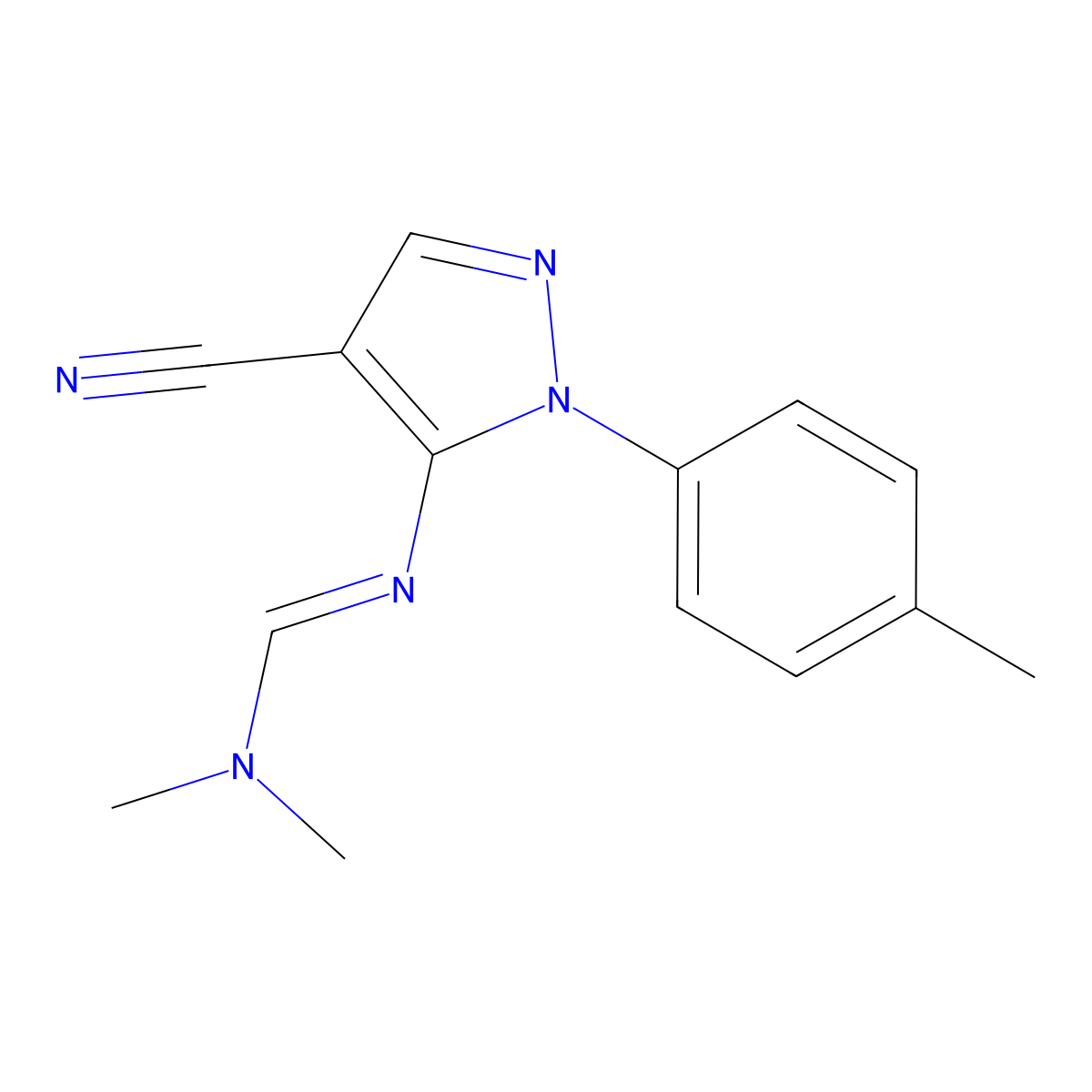 N'-[4-cyano-2-(4-methylphenyl)pyrazol-3-yl]-N,N-dimethylmethanimidamide molecular structure, CAS 78972-84-6