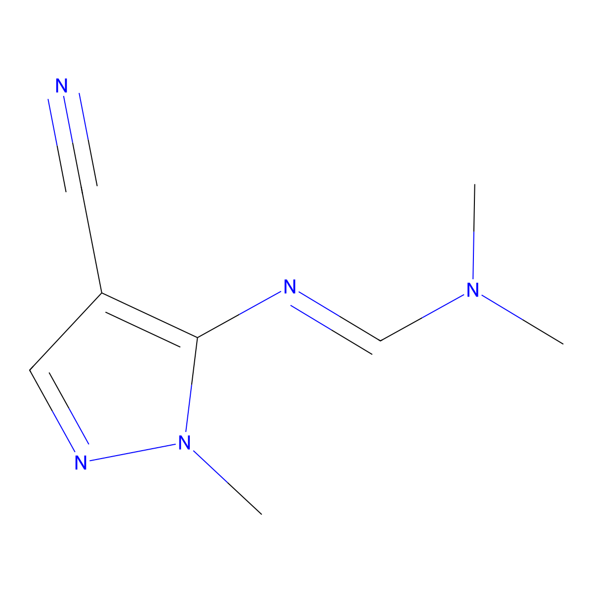 N'-(4-cyano-1-methyl-1H-pyrazol-5-yl)-N,N-dimethyliminoformamide molecular structure, CAS 78972-87-9
