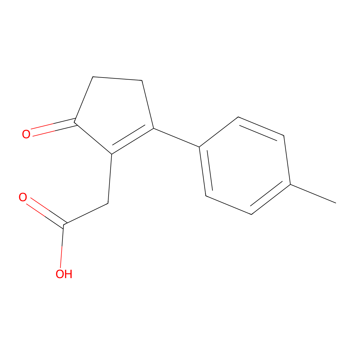(5-Oxo-2-p-tolyl-cyclopent-1-enyl)-acetic acid molecular structure, CAS 78977-89-6