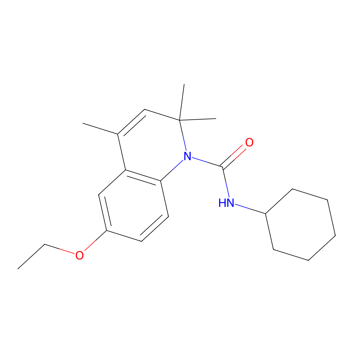 N-cyclohexyl-6-ethoxy-2,2,4-trimethylquinoline-1(2H)-carboxamide molecular structure, CAS 78980-44-6