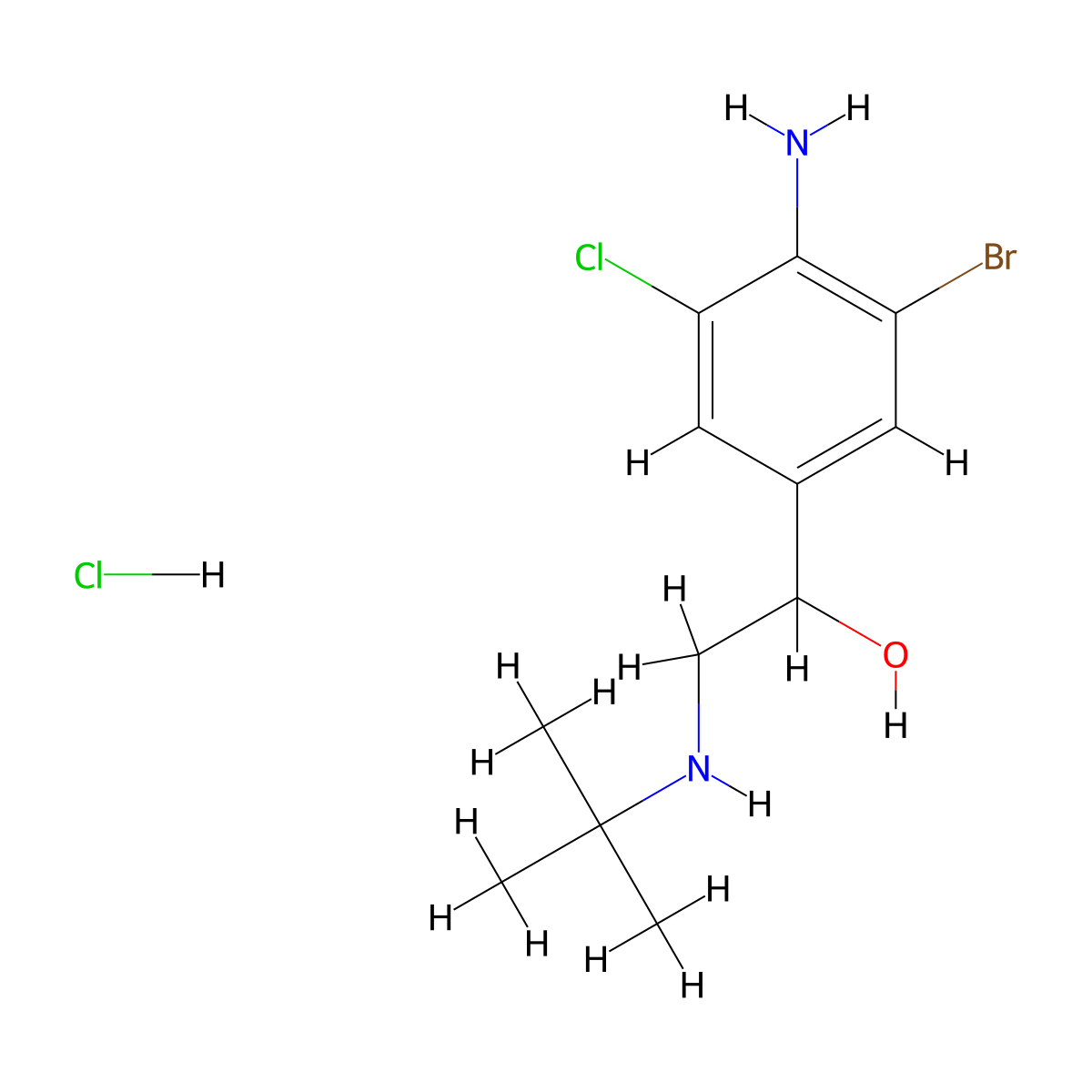 1-(4-Amino-3-bromo-5-chlorophenyl)-2-(tert-butylamino)ethanol;hydrochloride molecular structure, CAS 78982-84-0