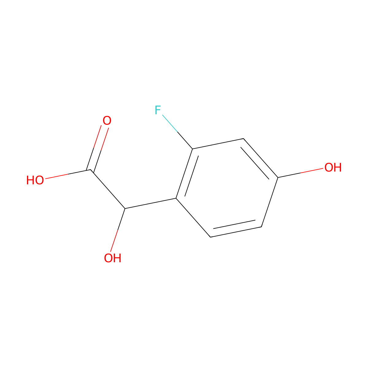 2-Fluoro-4-hydroxymandelic acid molecular structure, CAS 78989-55-6