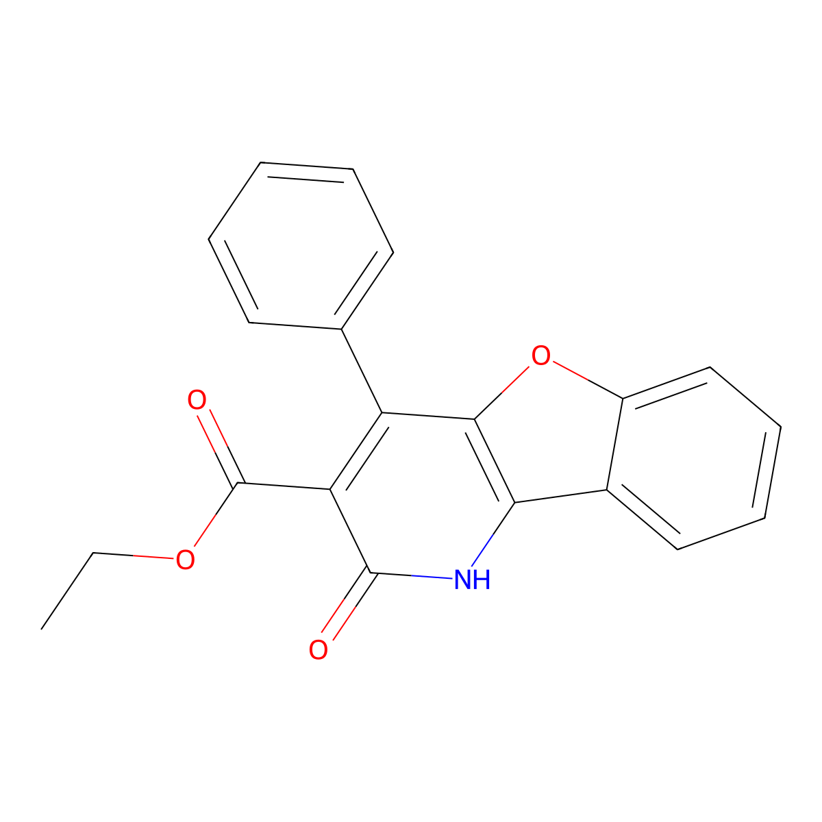 Ethyl 2-oxo-4-phenyl-1,2-dihydrobenzofuro[3,2-b]pyridine-3-carboxylate molecular structure, CAS 78993-41-6