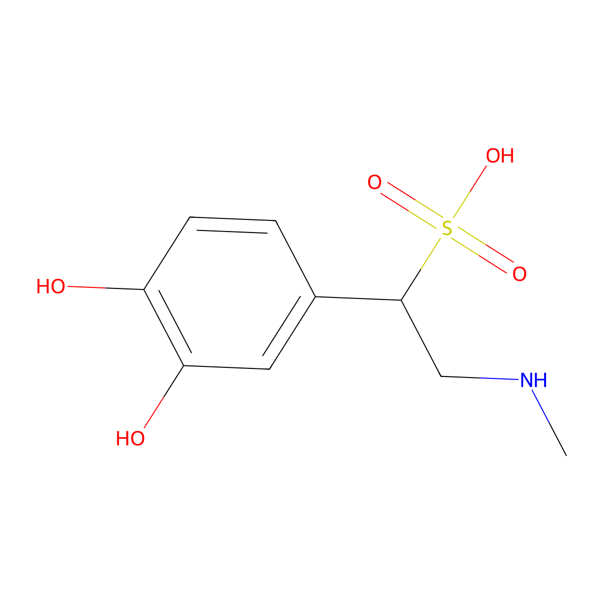 (1R)-1-(3,4-Dihydroxyphenyl)-2-methylaminoethanesulphonic acid molecular structure, CAS 78995-75-2