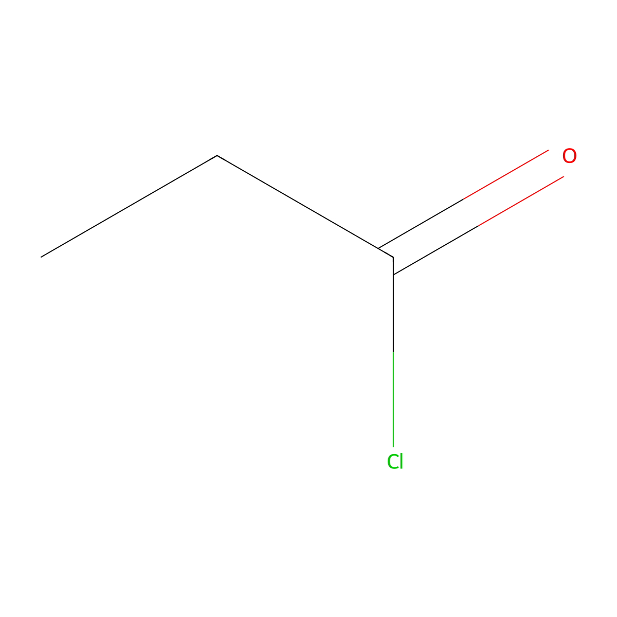 Propionyl chloride molecular structure, CAS 79-03-8