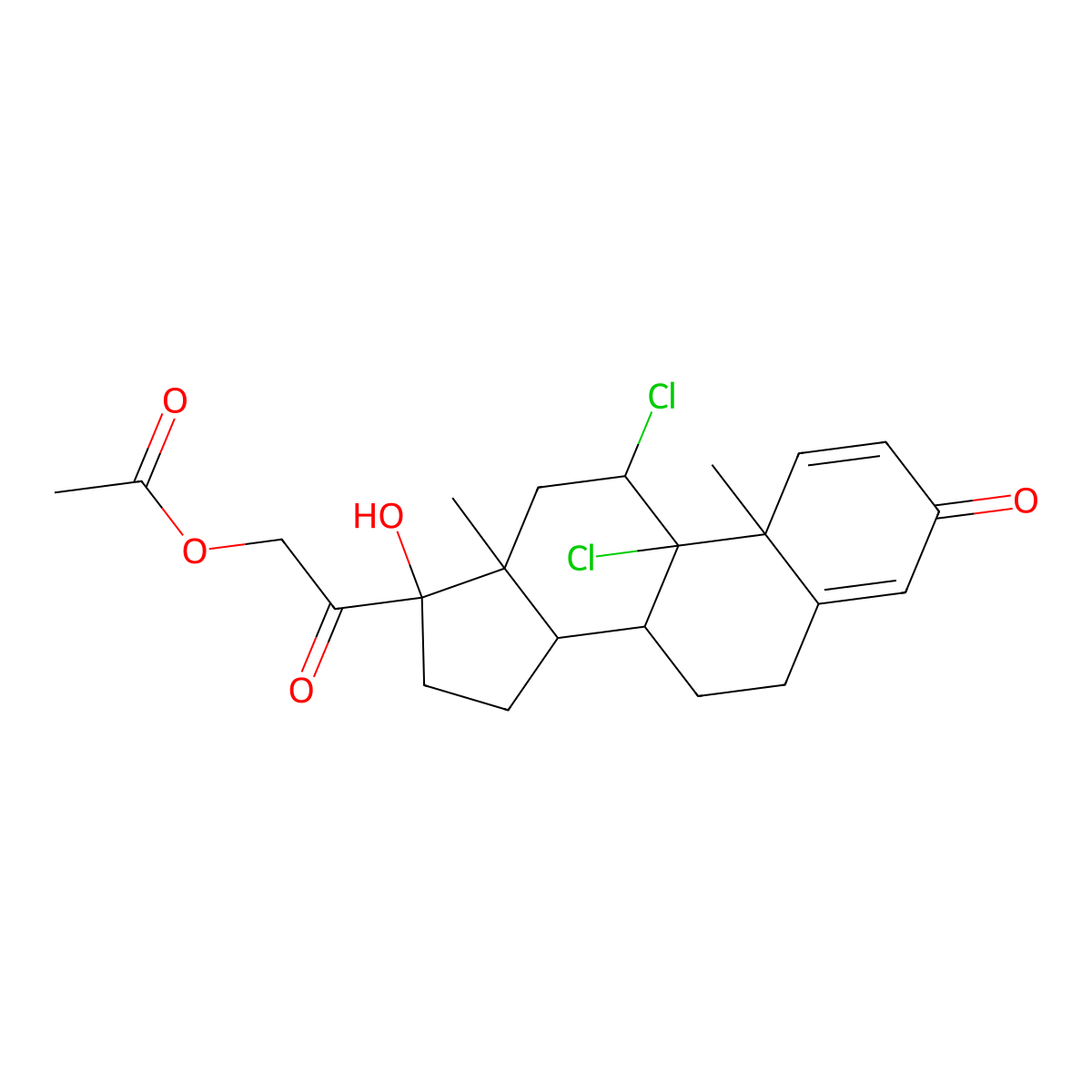 Dichlorisone acetate molecular structure, CAS 79-61-8