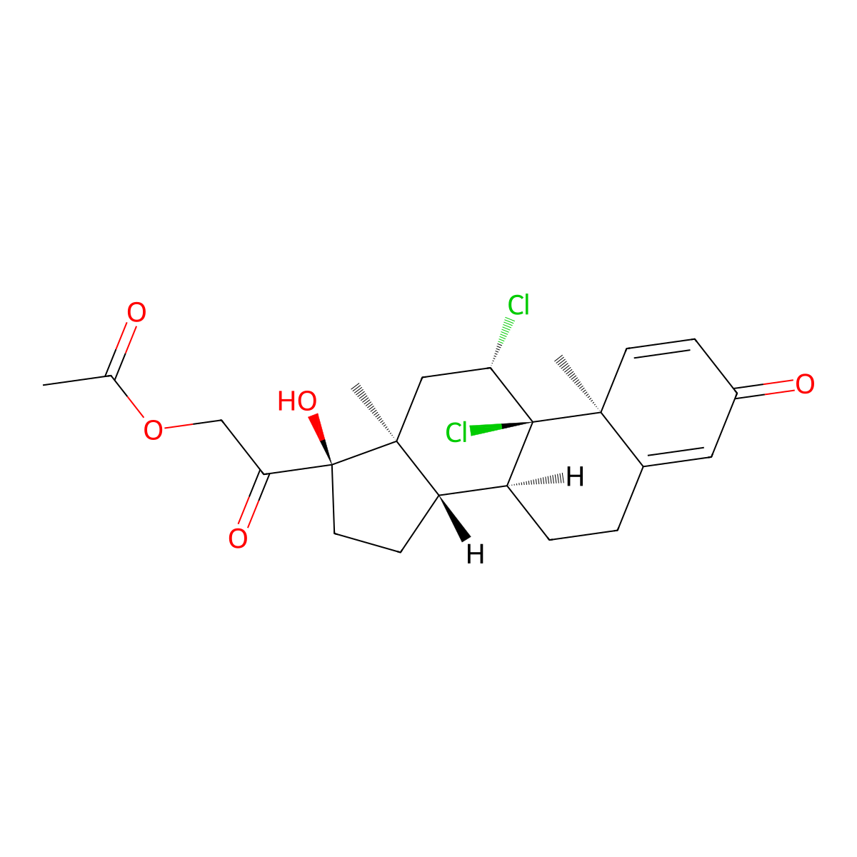 Dichlorisone acetate molecular structure, CAS 79-61-8