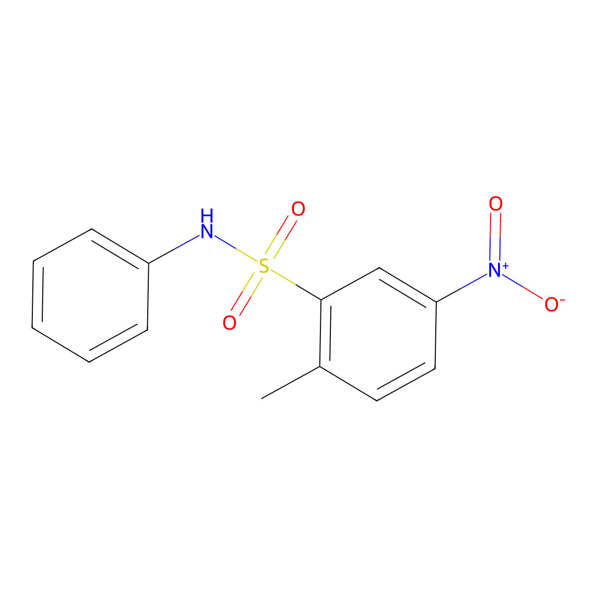 Benzenesulfonamide, 2-methyl-5-nitro-N-phenyl- molecular structure, CAS 79-88-9