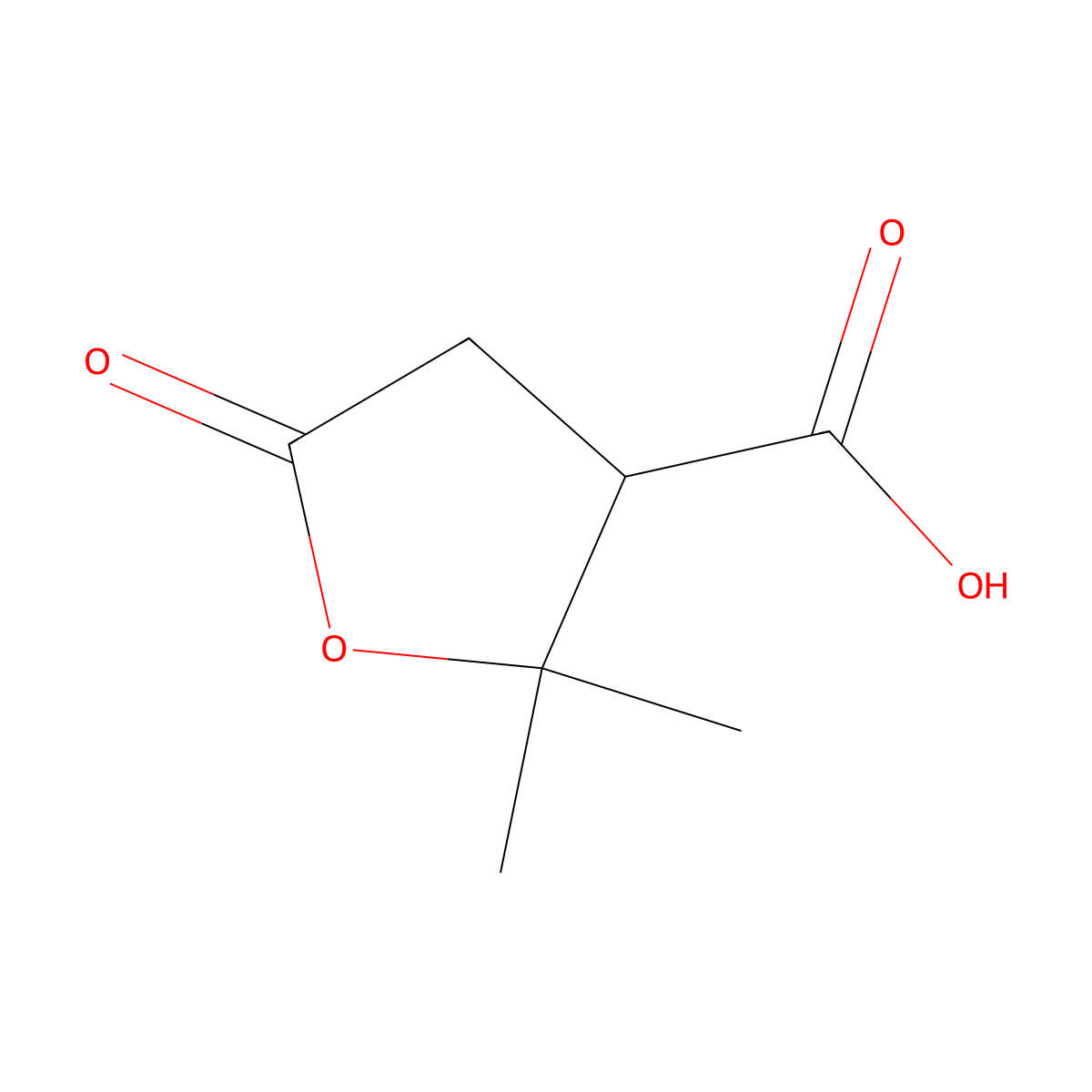 Terebic acid molecular structure, CAS 79-91-4