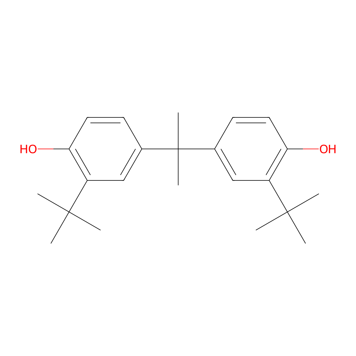 2,2-Bis(4-hydroxy-3-tert-butylphenyl)propane molecular structure, CAS 79-96-9
