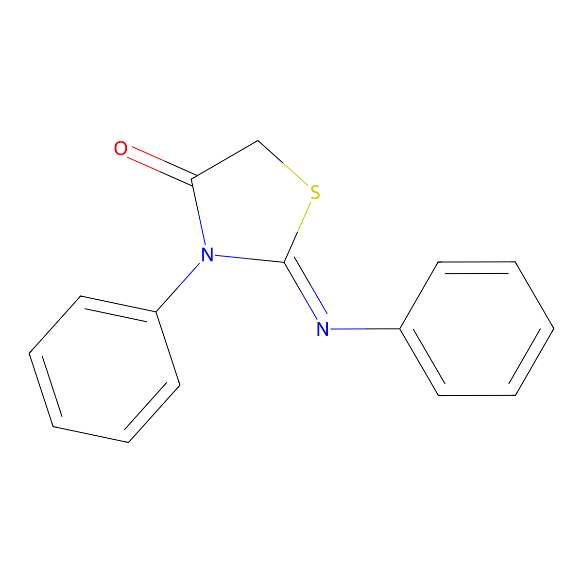 (2E)-3-phenyl-2-(phenylimino)-1,3-thiazolidin-4-one molecular structure, CAS 790-04-5