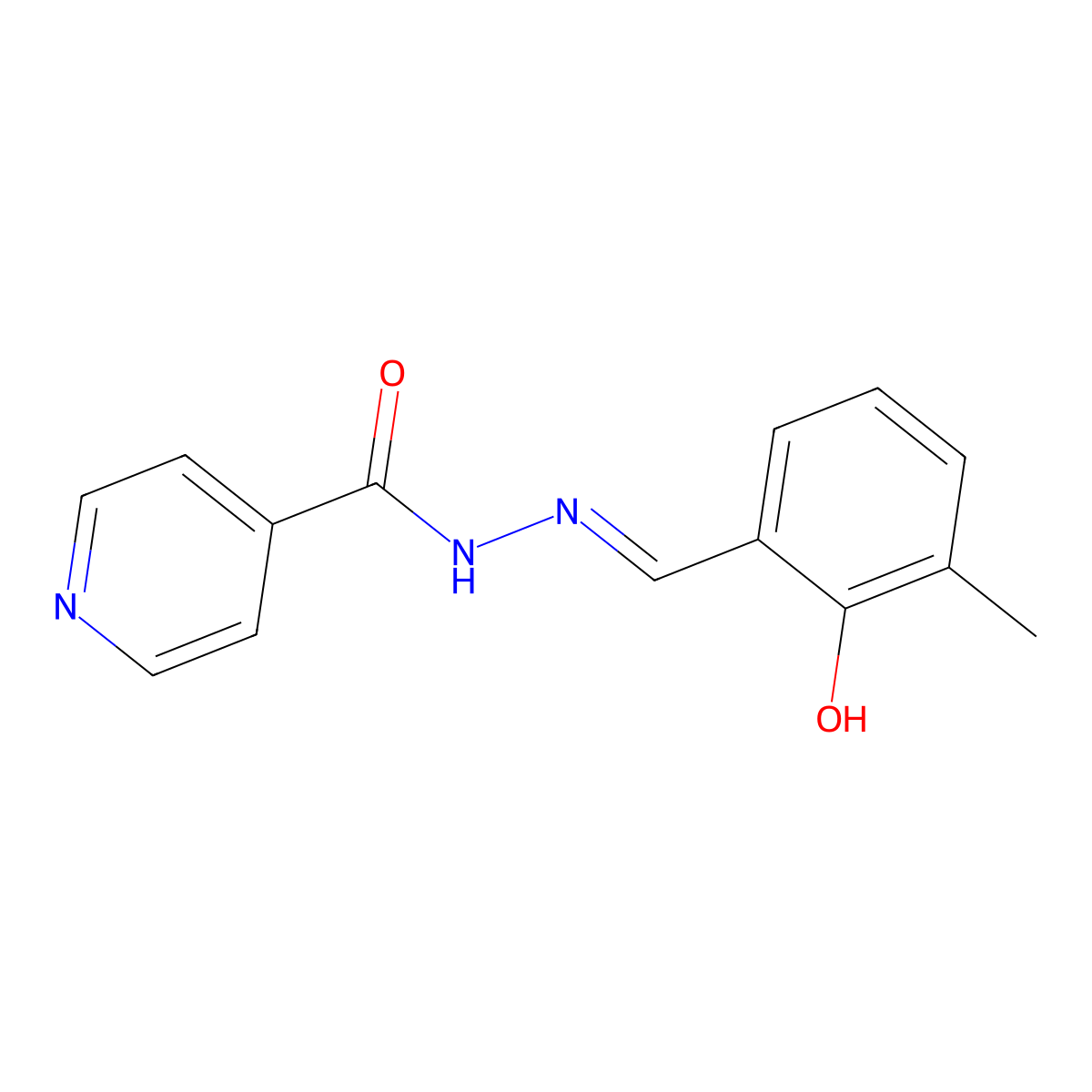 4-Pyridinecarboxylic acid, 2-[(2-hydroxy-3-methylphenyl)methylene]hydrazide molecular structure, CAS 790-11-4