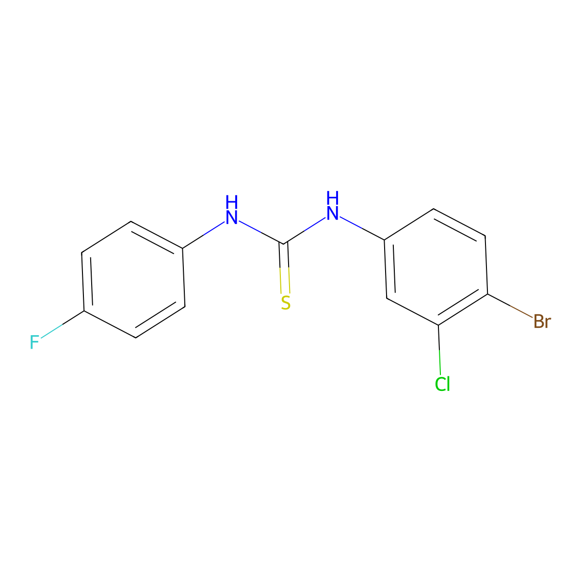 1-(4-Bromo-3-chlorophenyl)-3-(4-fluorophenyl)thiourea molecular structure, CAS 790-72-7