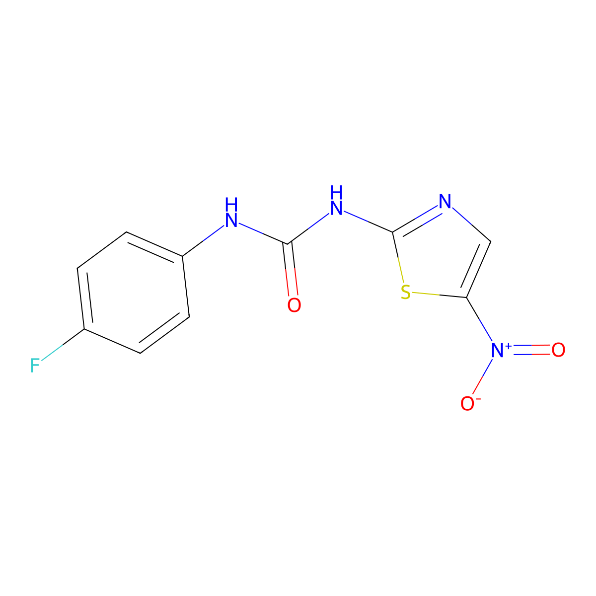 1-(4-Fluoro-phenyl)-3-(5-nitro-thiazol-2-yl)-urea molecular structure, CAS 790-88-5