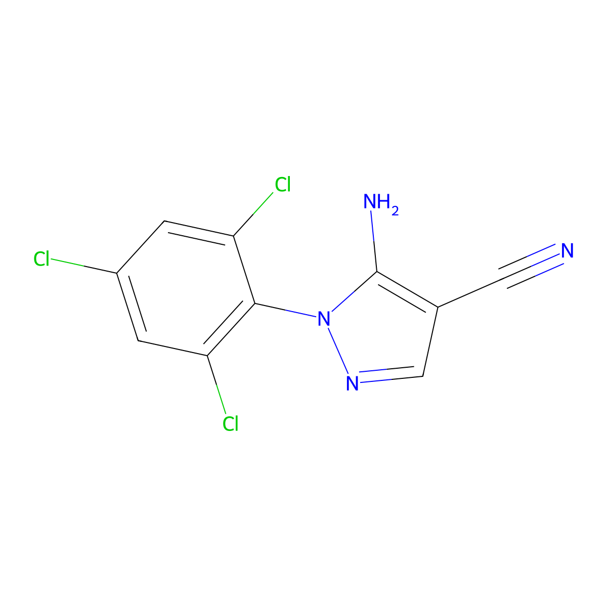 5-Amino-1-(2,4,6-trichlorophenyl)-1H-pyrazole-4-carbonitrile molecular structure, CAS 79002-96-3