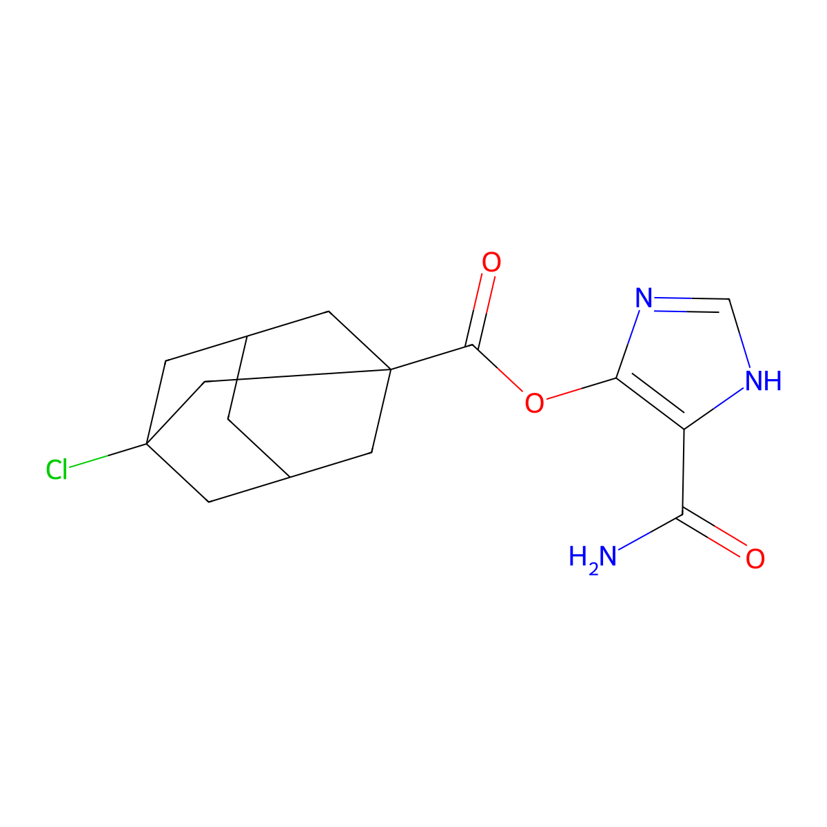 4-Carbamoyl-1H-imidazol-5-yl 3-chloroadamantane-1-carboxylate molecular structure, CAS 79013-37-9