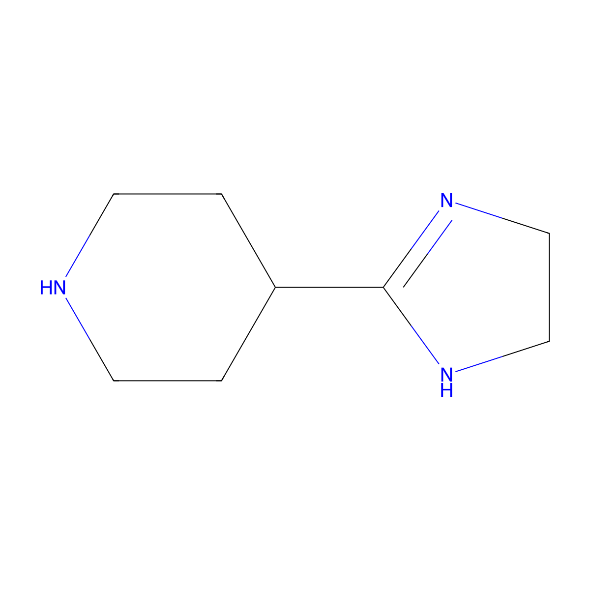 4-(4,5-dihydro-1H-imidazol-2-yl)piperidine molecular structure, CAS 790164-60-2