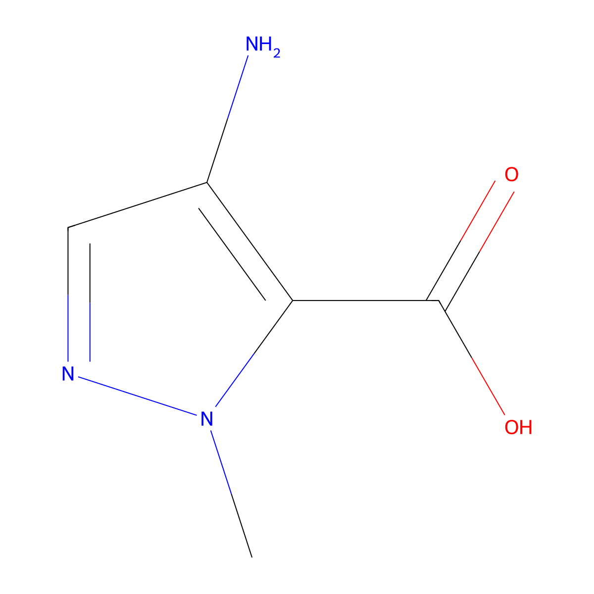 4-amino-1-methyl-1H-pyrazole-5-carboxylic acid molecular structure, CAS 790164-97-5