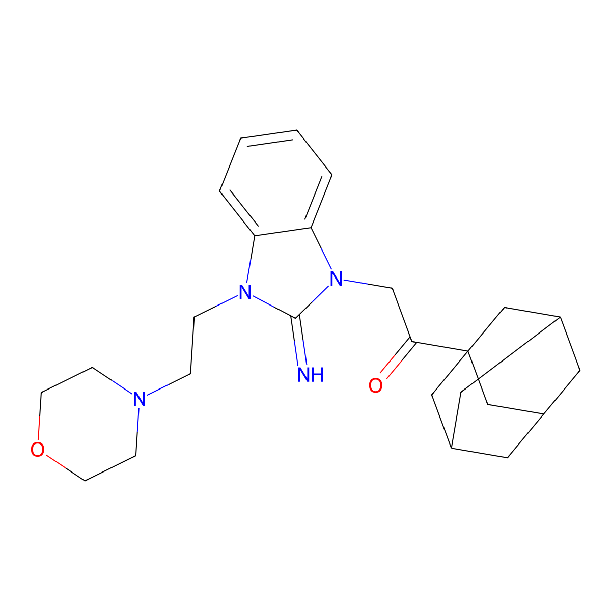 2-{2-imino-3-[2-(morpholin-4-yl)ethyl]-2,3-dihydro-1H-benzimidazol-1-yl}-1-[(3s,5s,7s)-tricyclo[3.3.1.1~3,7~]dec-1-yl]ethanone molecular structure, CAS 790176-24-8