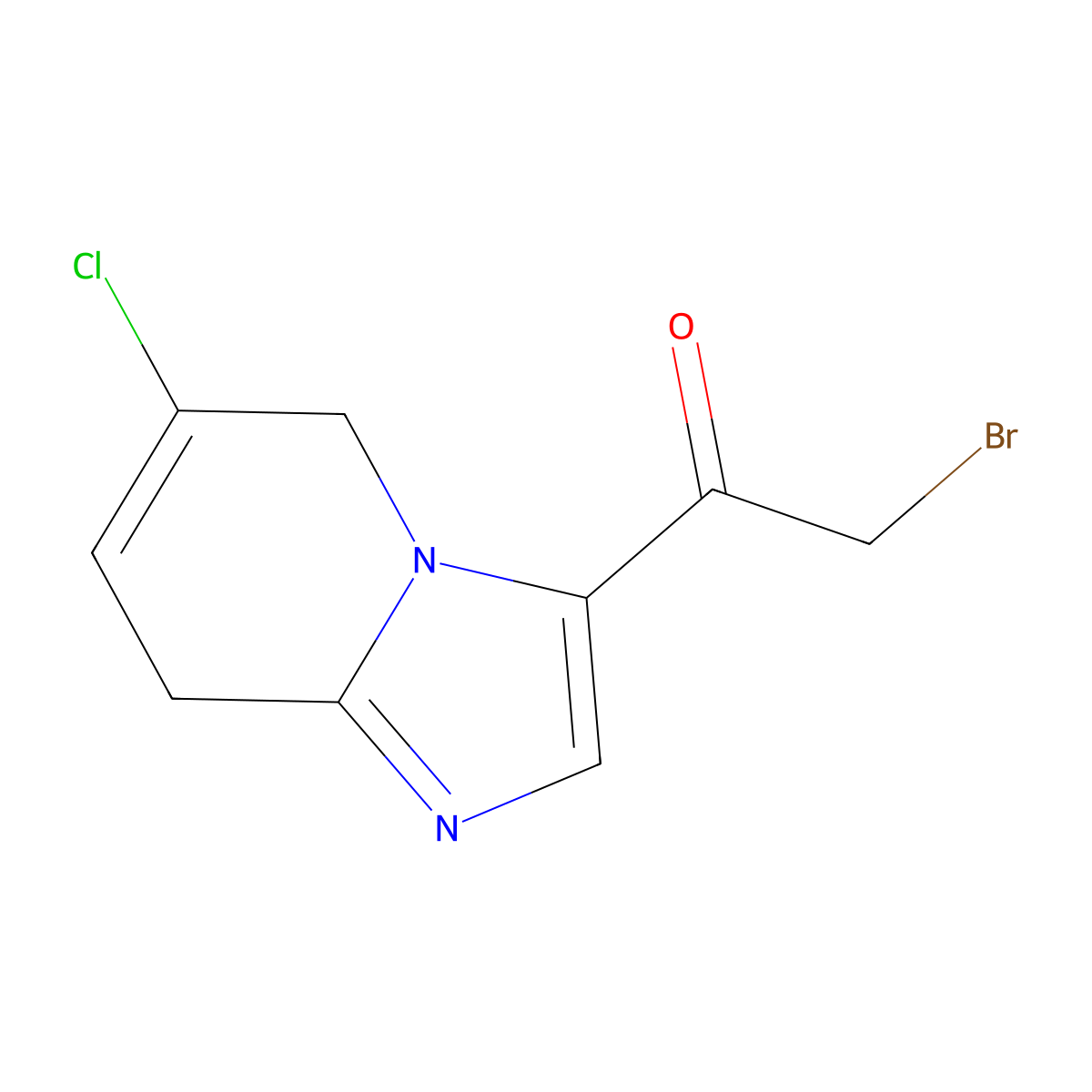 2-Bromo-1-(6-chloro-5,8-dihydroimidazo[1,2-a]pyridin-3-yl)ethanone molecular structure, CAS 790199-84-7
