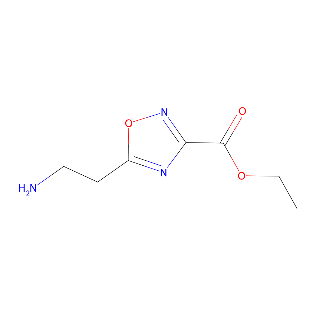 Ethyl 5-(2-aminoethyl)-1,2,4-oxadiazole-3-carboxylate molecular structure, CAS 790207-00-0