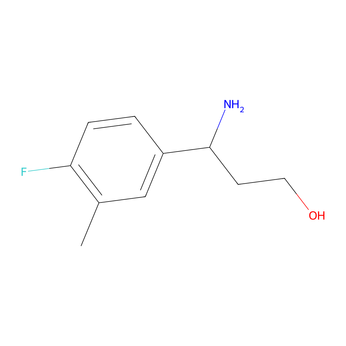 3-Amino-3-(4-fluoro-3-methylphenyl)propan-1-ol molecular structure, CAS 790227-22-4