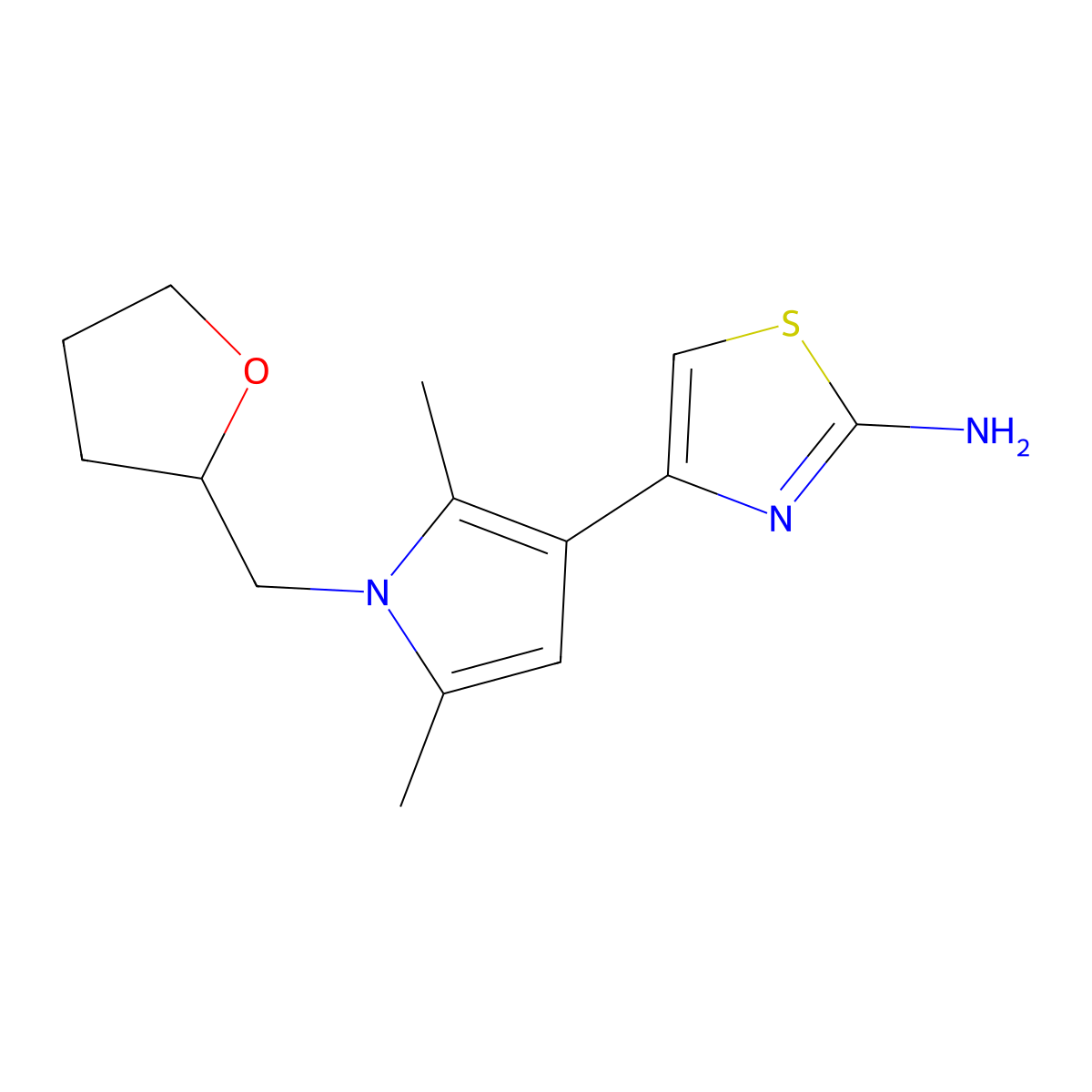 4-(2,5-dimethyl-1-((oxolan-2-yl)methyl)-1H-pyrrol-3-yl)-1,3-thiazol-2-amine molecular structure, CAS 790232-07-4