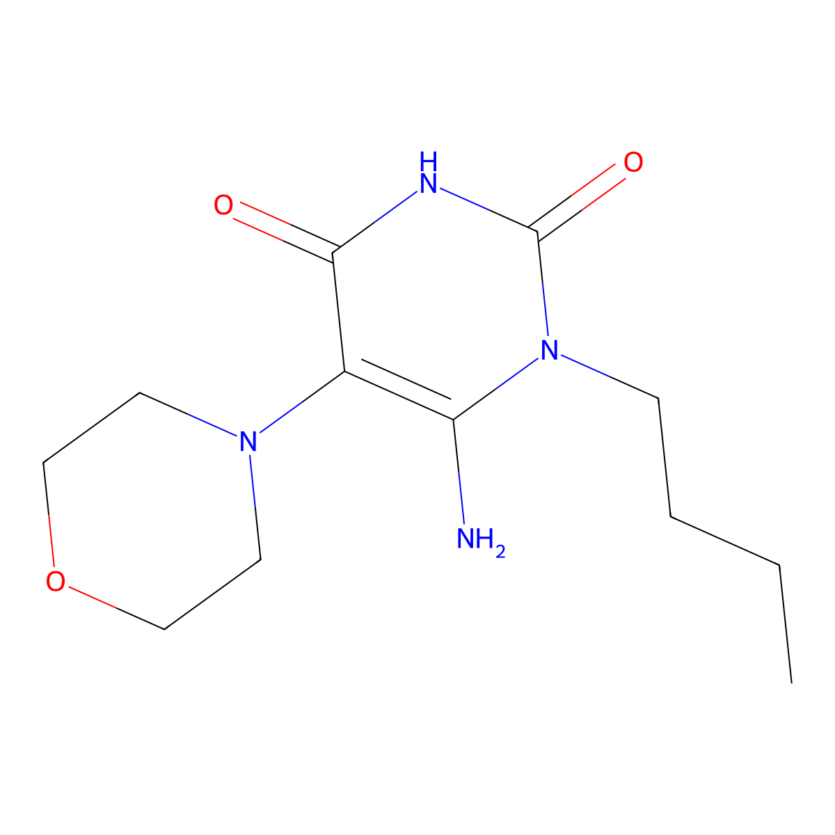 6-Amino-1-butyl-5-(morpholin-4-yl)-1,2,3,4-tetrahydropyrimidine-2,4-dione molecular structure, CAS 790232-09-6