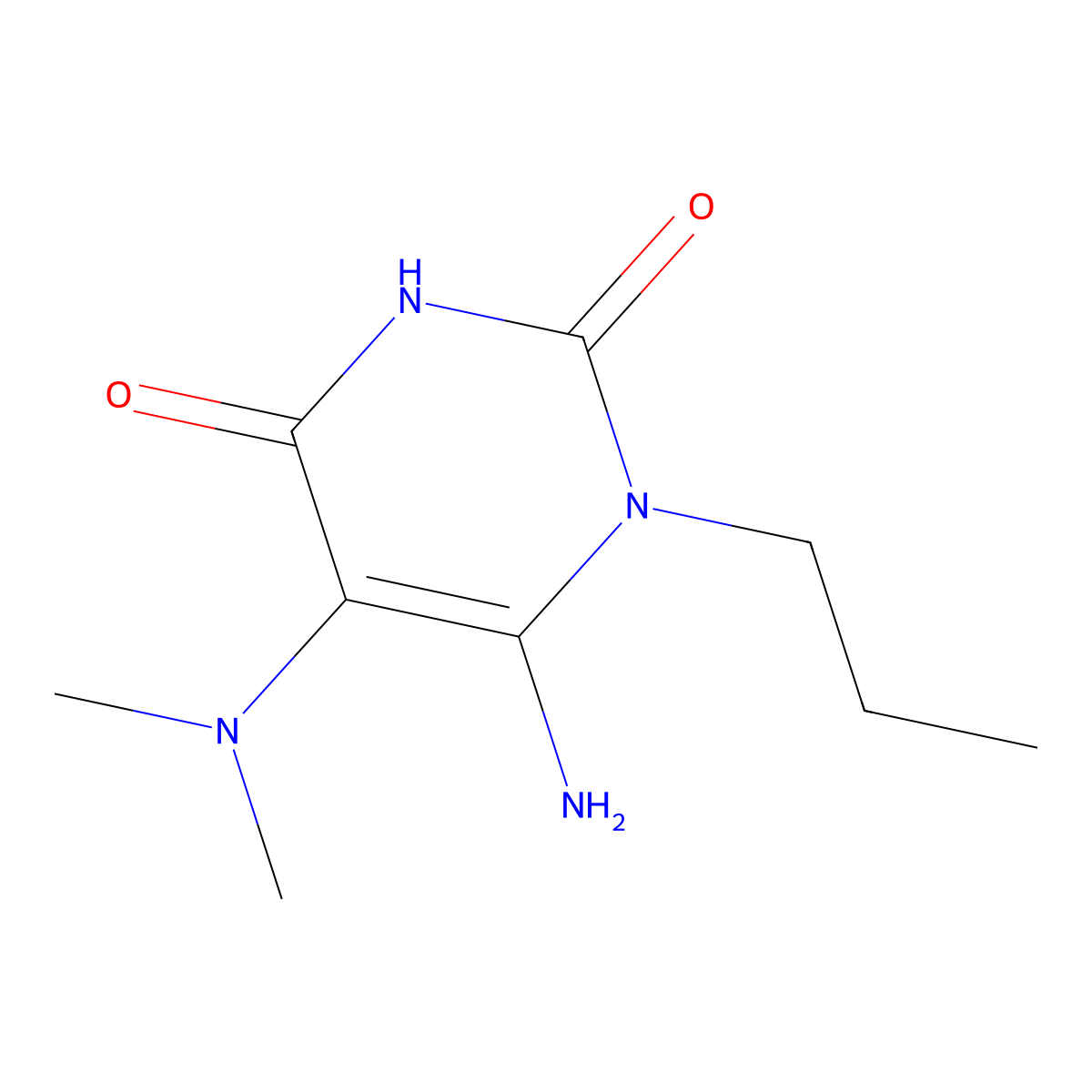 6-Amino-5-(dimethylamino)-1-propyl-1,2,3,4-tetrahydropyrimidine-2,4-dione molecular structure, CAS 790232-21-2