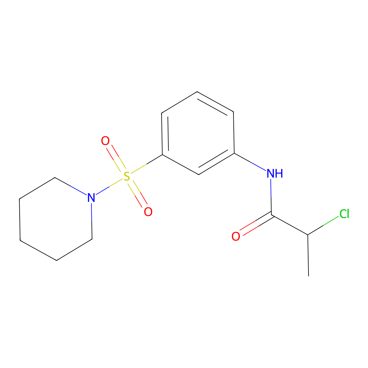 2-chloro-N-[3-(piperidine-1-sulfonyl)phenyl]propanamide molecular structure, CAS 790232-22-3